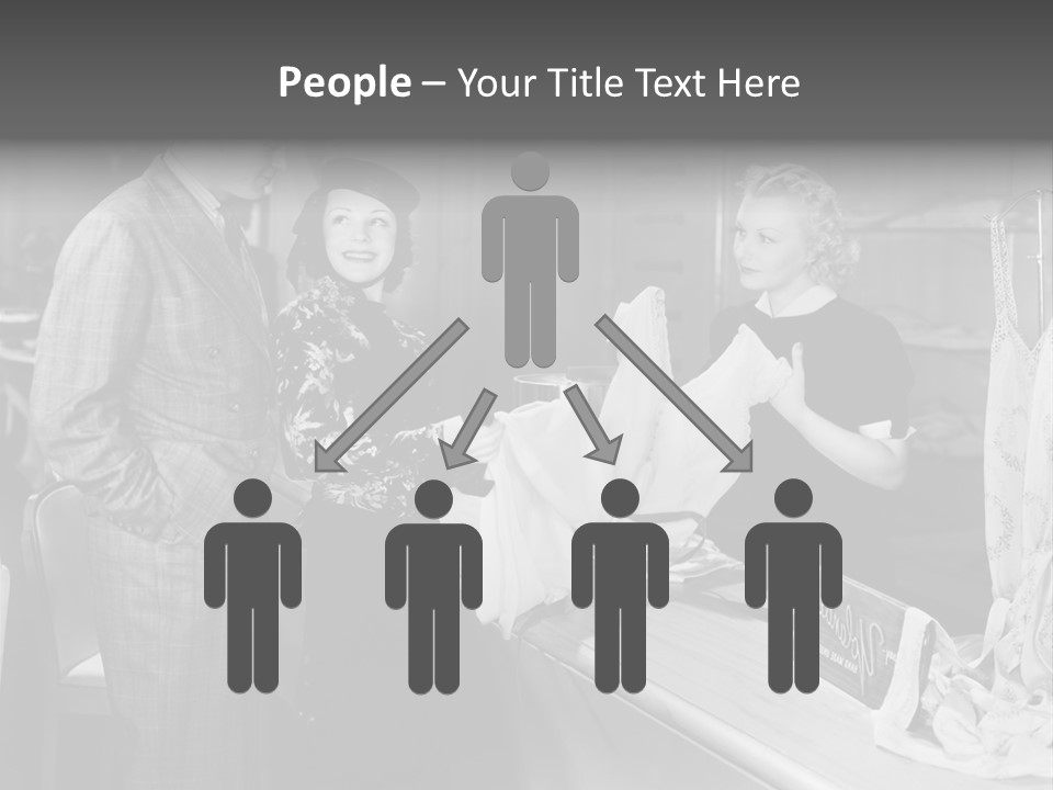 A Man And Two Women Standing In Front Of A Table PowerPoint Template