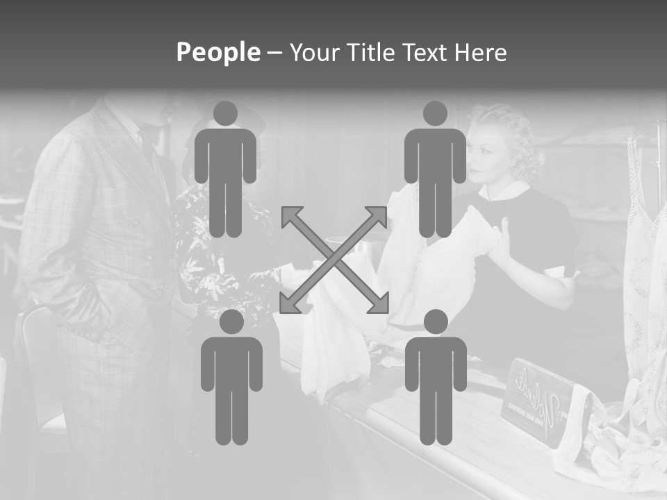 A Man And Two Women Standing In Front Of A Table PowerPoint Template