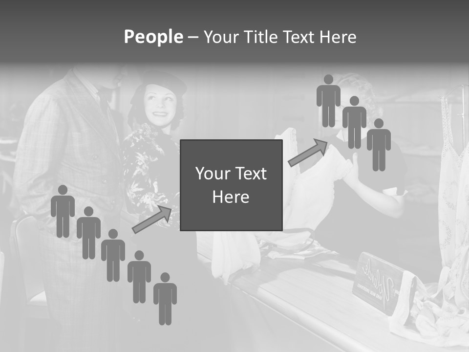 A Man And Two Women Standing In Front Of A Table PowerPoint Template