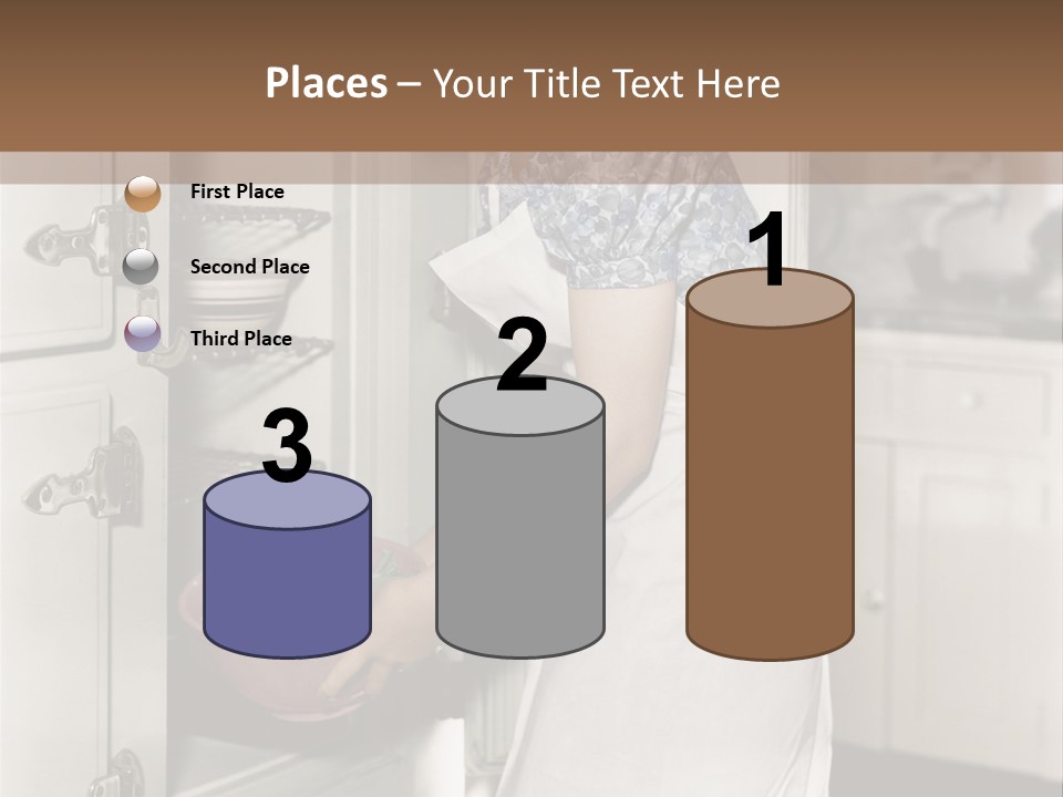 A Woman In An Apron Is Opening A Refrigerator PowerPoint Template