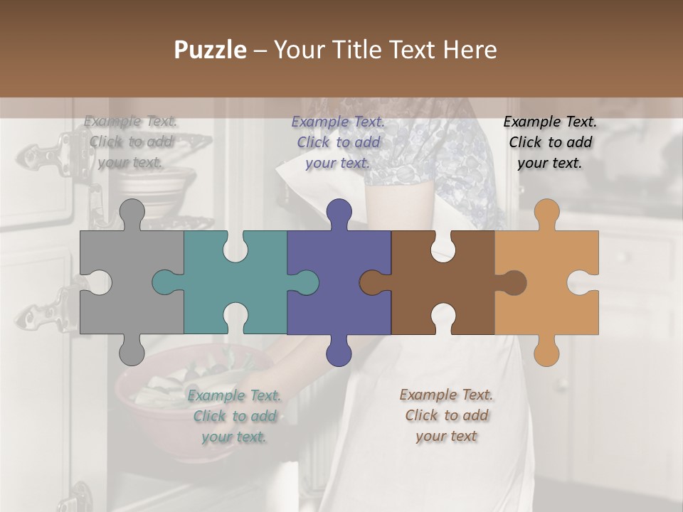 A Woman In An Apron Is Opening A Refrigerator PowerPoint Template