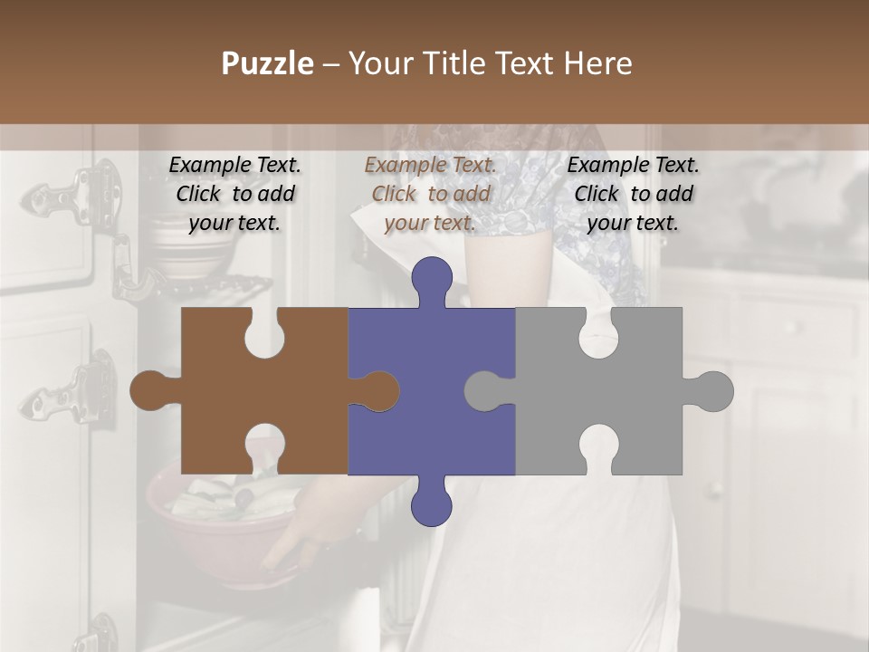 A Woman In An Apron Is Opening A Refrigerator PowerPoint Template