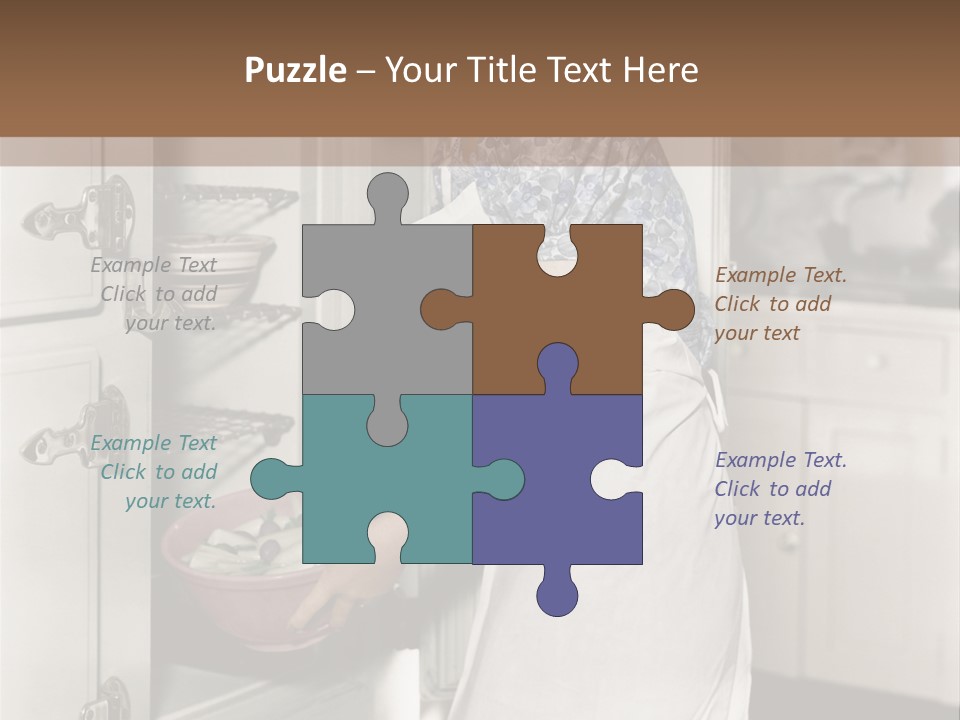 A Woman In An Apron Is Opening A Refrigerator PowerPoint Template