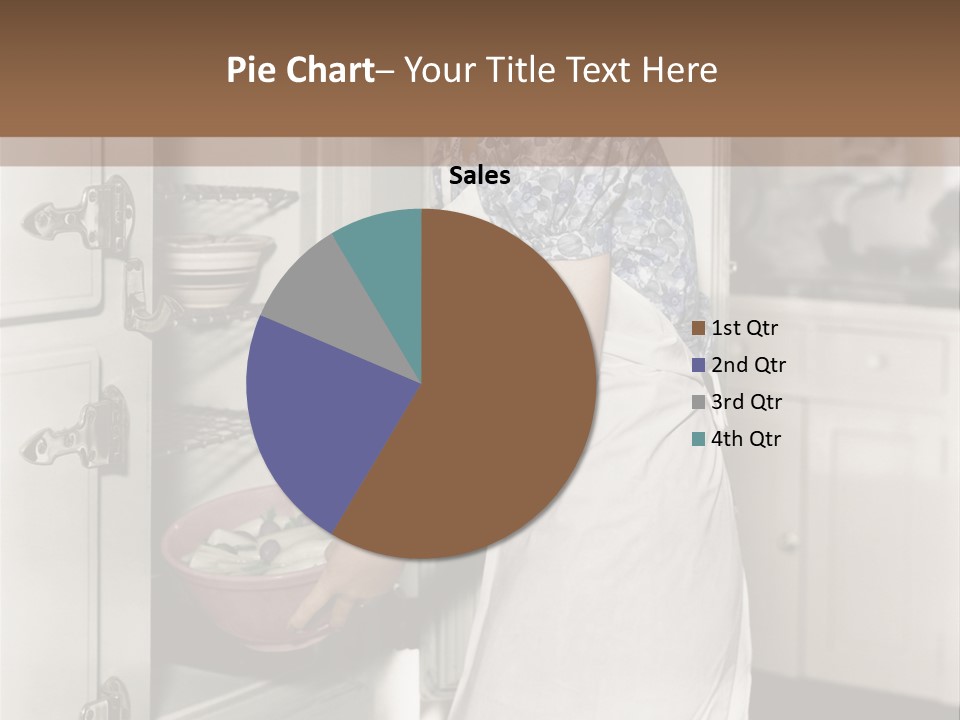A Woman In An Apron Is Opening A Refrigerator PowerPoint Template