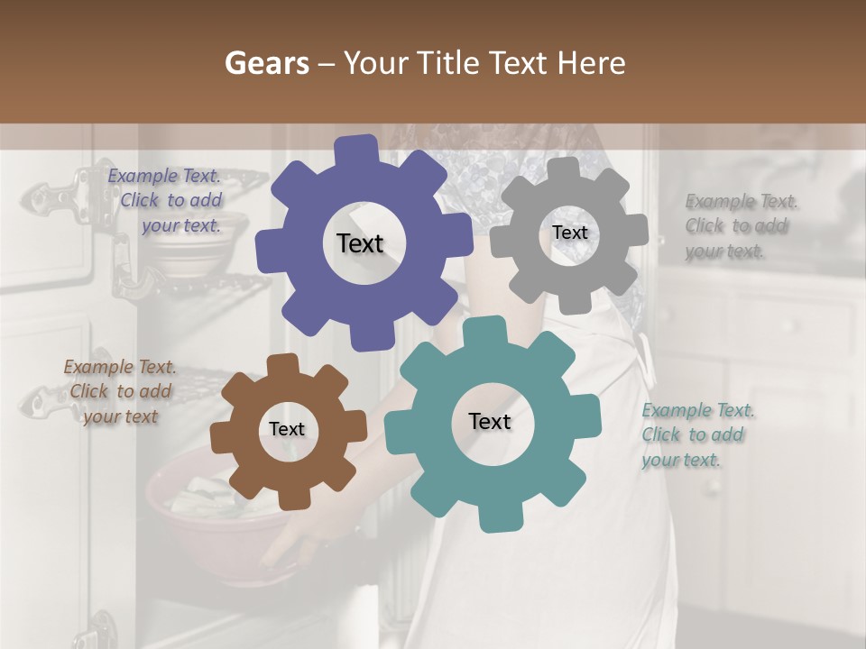 A Woman In An Apron Is Opening A Refrigerator PowerPoint Template