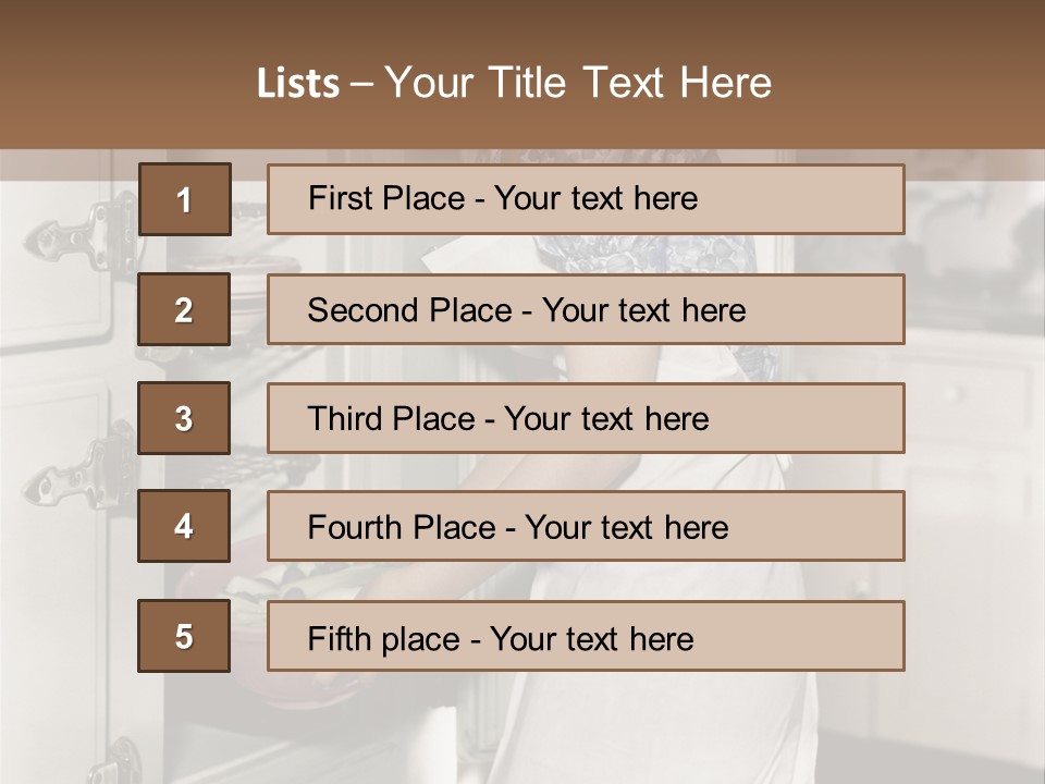 A Woman In An Apron Is Opening A Refrigerator PowerPoint Template