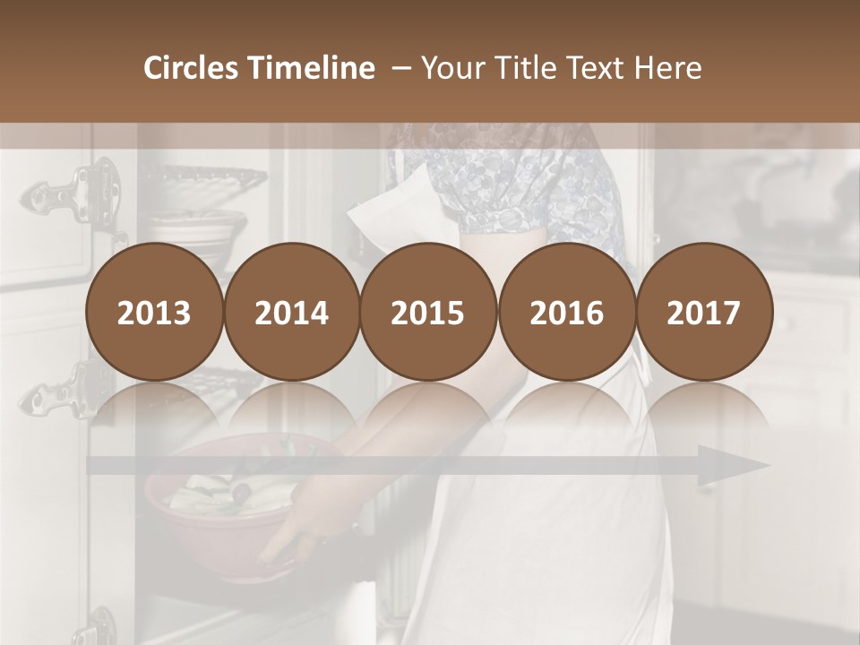 A Woman In An Apron Is Opening A Refrigerator PowerPoint Template