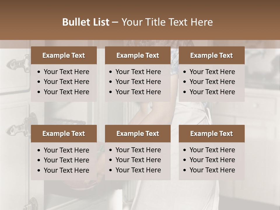 A Woman In An Apron Is Opening A Refrigerator PowerPoint Template