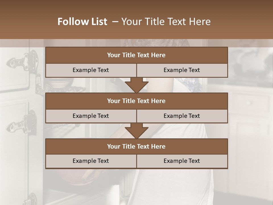 A Woman In An Apron Is Opening A Refrigerator PowerPoint Template