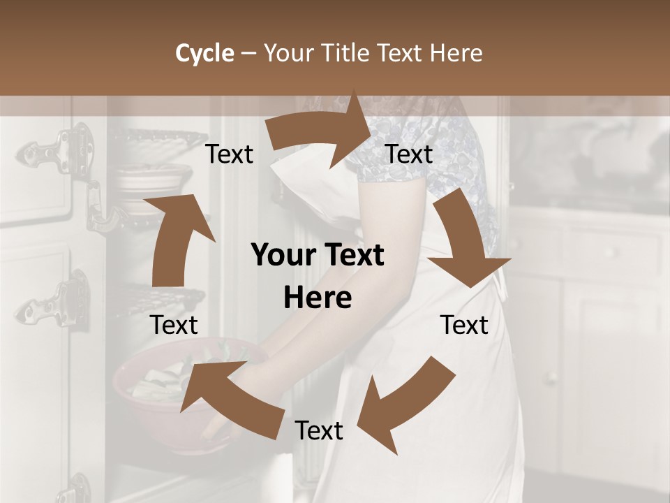 A Woman In An Apron Is Opening A Refrigerator PowerPoint Template