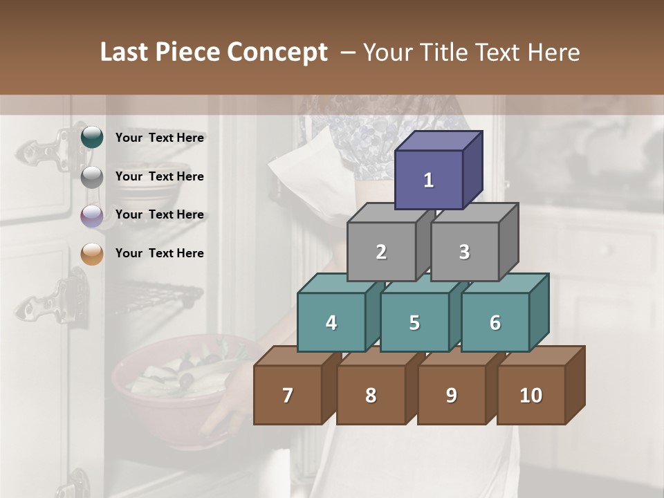 A Woman In An Apron Is Opening A Refrigerator PowerPoint Template