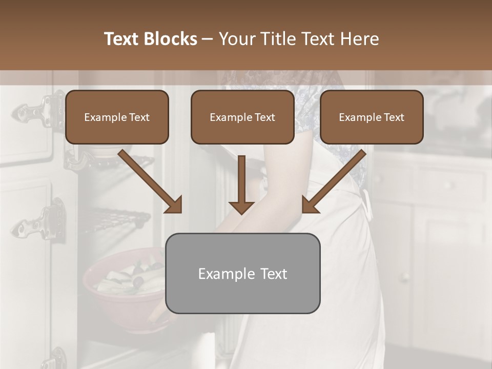 A Woman In An Apron Is Opening A Refrigerator PowerPoint Template