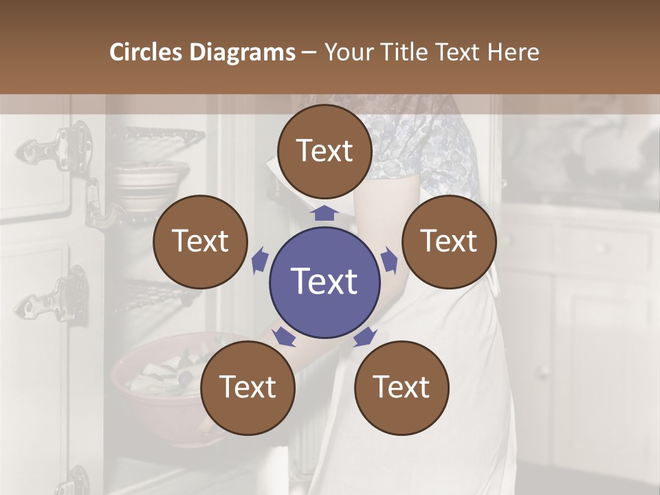 A Woman In An Apron Is Opening A Refrigerator PowerPoint Template