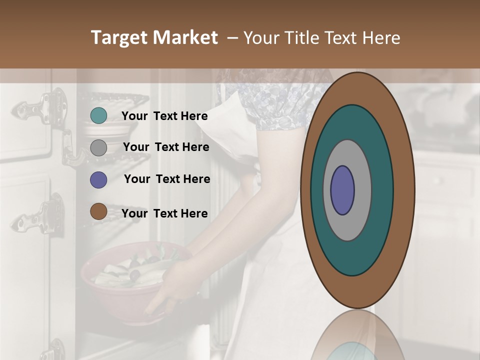 A Woman In An Apron Is Opening A Refrigerator PowerPoint Template