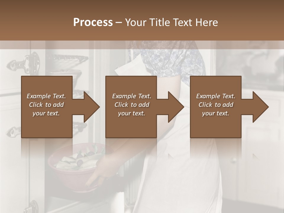 A Woman In An Apron Is Opening A Refrigerator PowerPoint Template