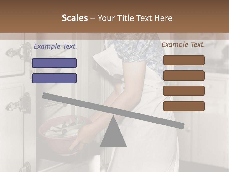 A Woman In An Apron Is Opening A Refrigerator PowerPoint Template