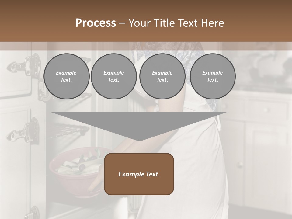 A Woman In An Apron Is Opening A Refrigerator PowerPoint Template