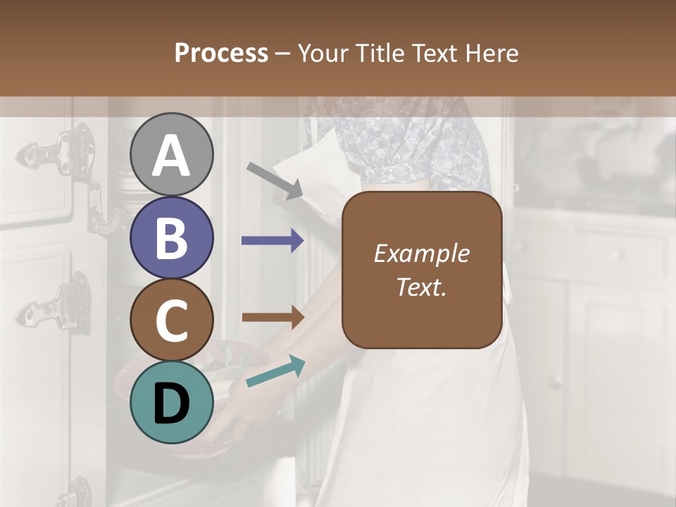 A Woman In An Apron Is Opening A Refrigerator PowerPoint Template