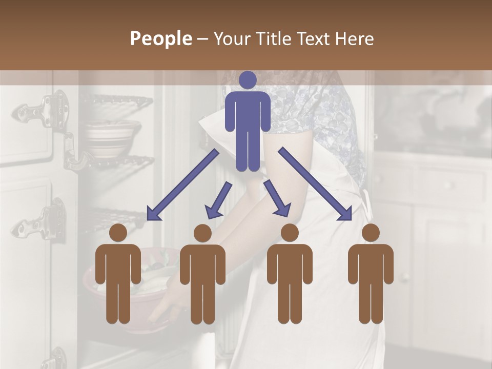 A Woman In An Apron Is Opening A Refrigerator PowerPoint Template