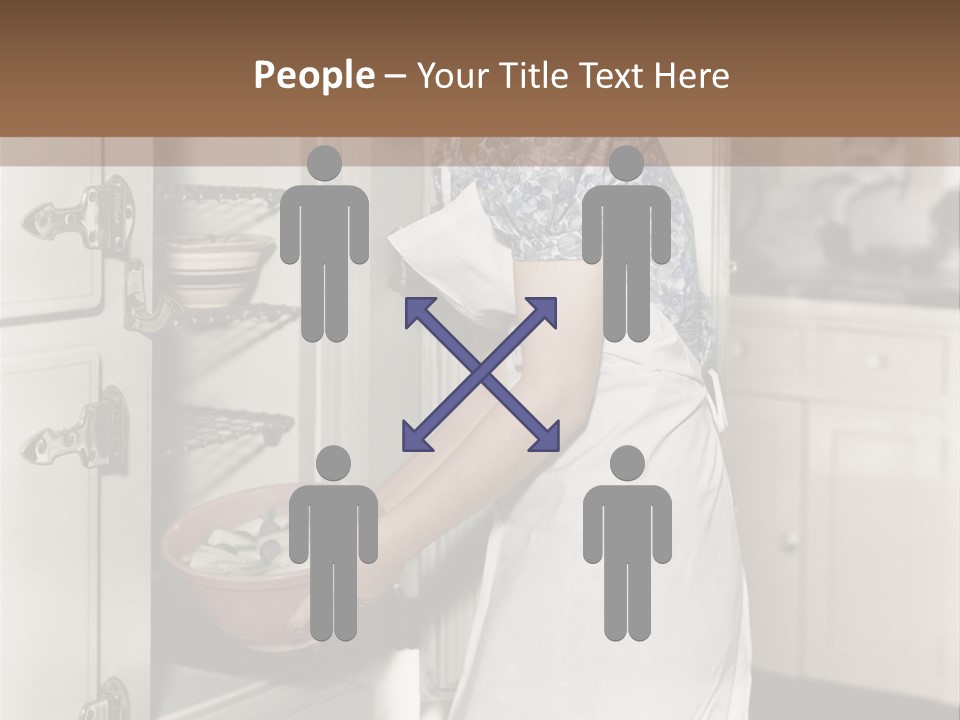 A Woman In An Apron Is Opening A Refrigerator PowerPoint Template