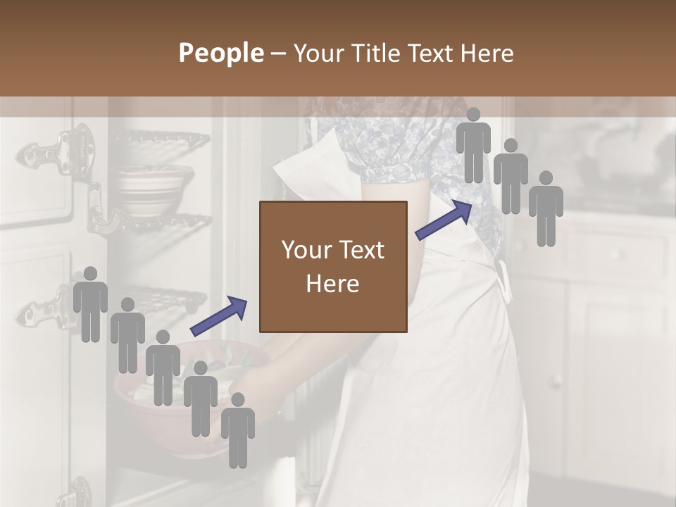 A Woman In An Apron Is Opening A Refrigerator PowerPoint Template
