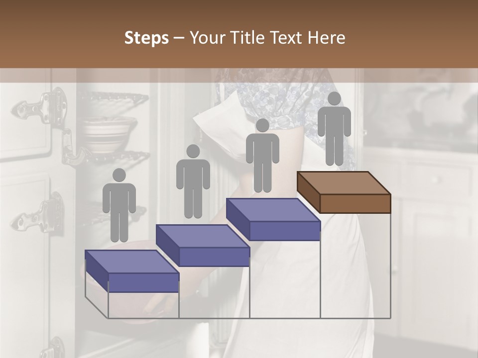 A Woman In An Apron Is Opening A Refrigerator PowerPoint Template