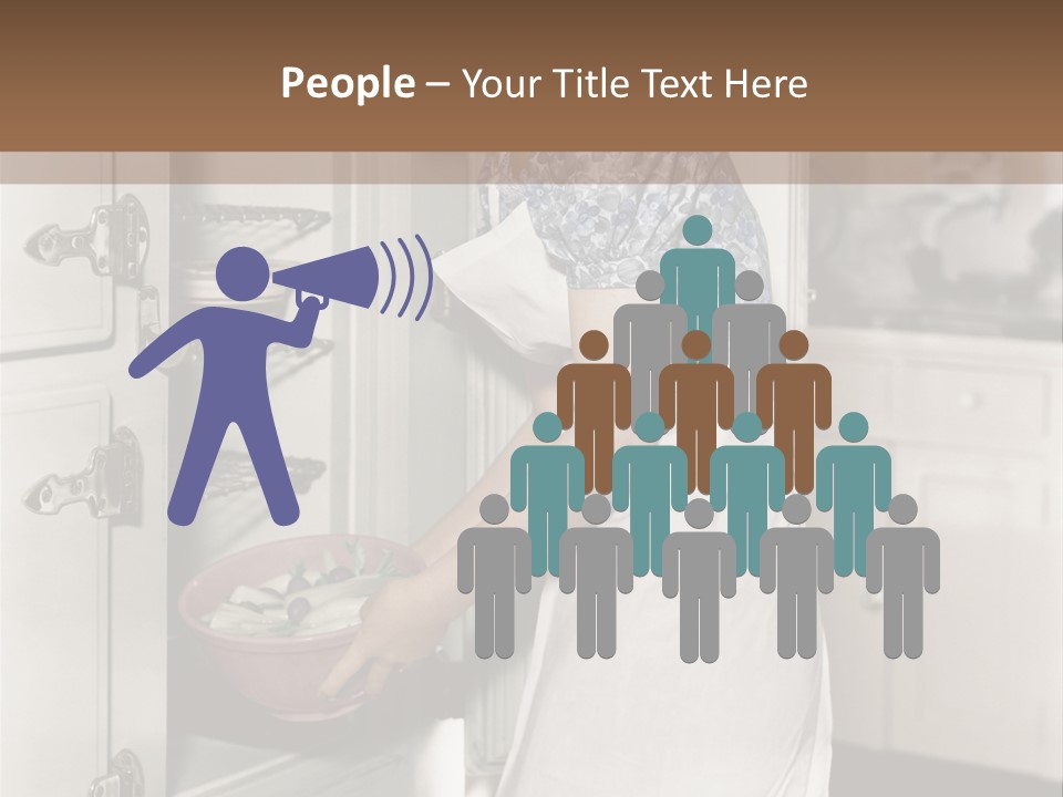 A Woman In An Apron Is Opening A Refrigerator PowerPoint Template