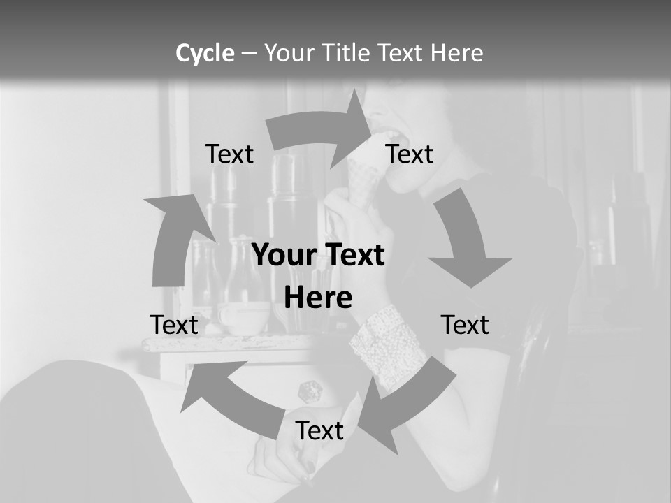 A Woman Sitting In A Chair Eating Food PowerPoint Template