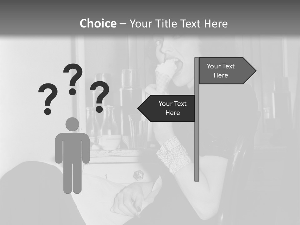 A Woman Sitting In A Chair Eating Food PowerPoint Template