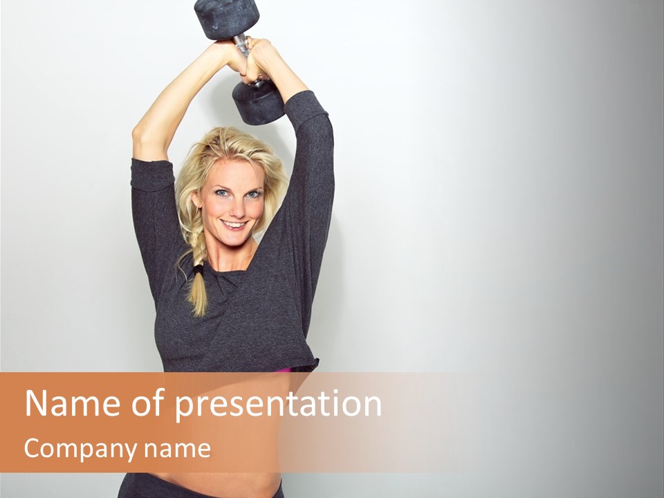 A Woman Holding A Black Object Over Her Head PowerPoint Template