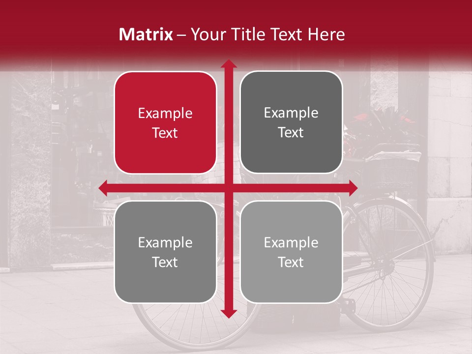 A Black And White Photo Of A Bicycle With Baskets Of Flowers PowerPoint Template