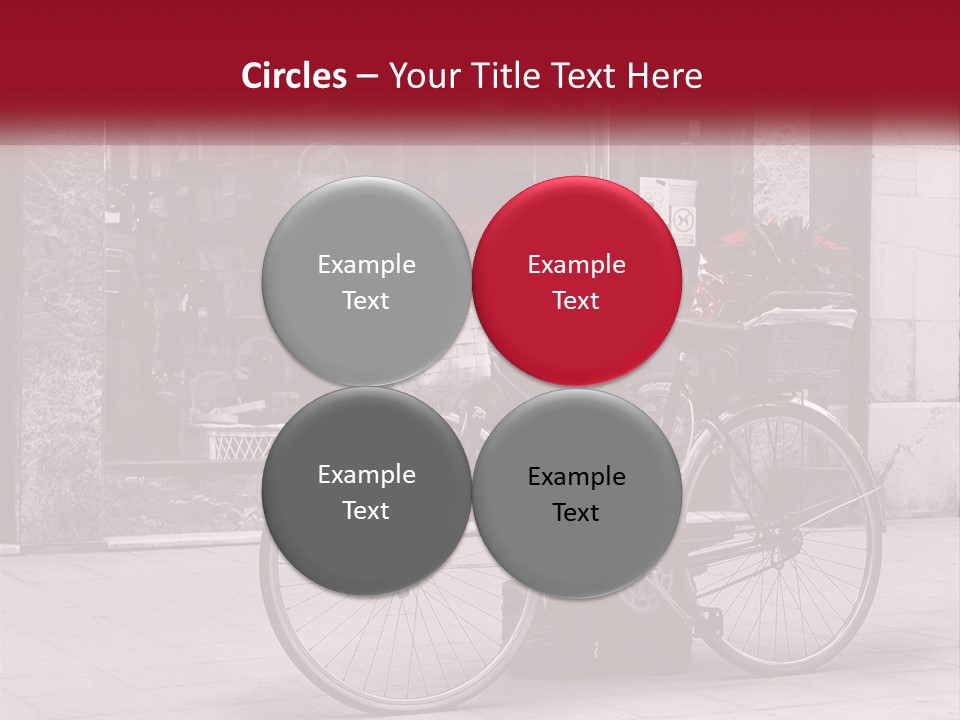 A Black And White Photo Of A Bicycle With Baskets Of Flowers PowerPoint Template