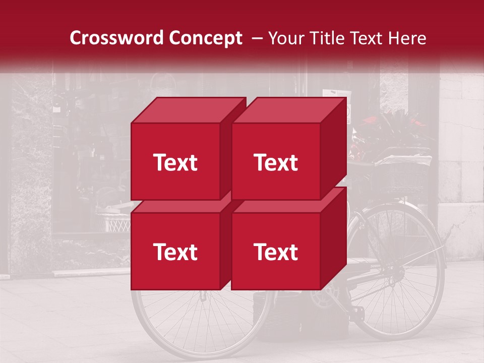 A Black And White Photo Of A Bicycle With Baskets Of Flowers PowerPoint Template