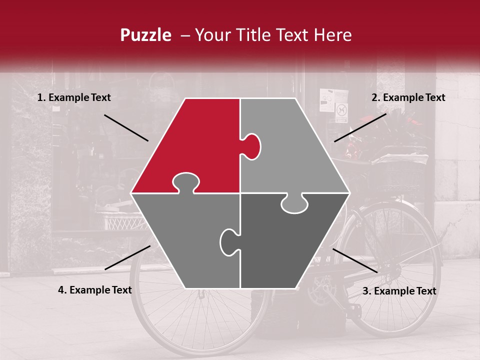 A Black And White Photo Of A Bicycle With Baskets Of Flowers PowerPoint Template