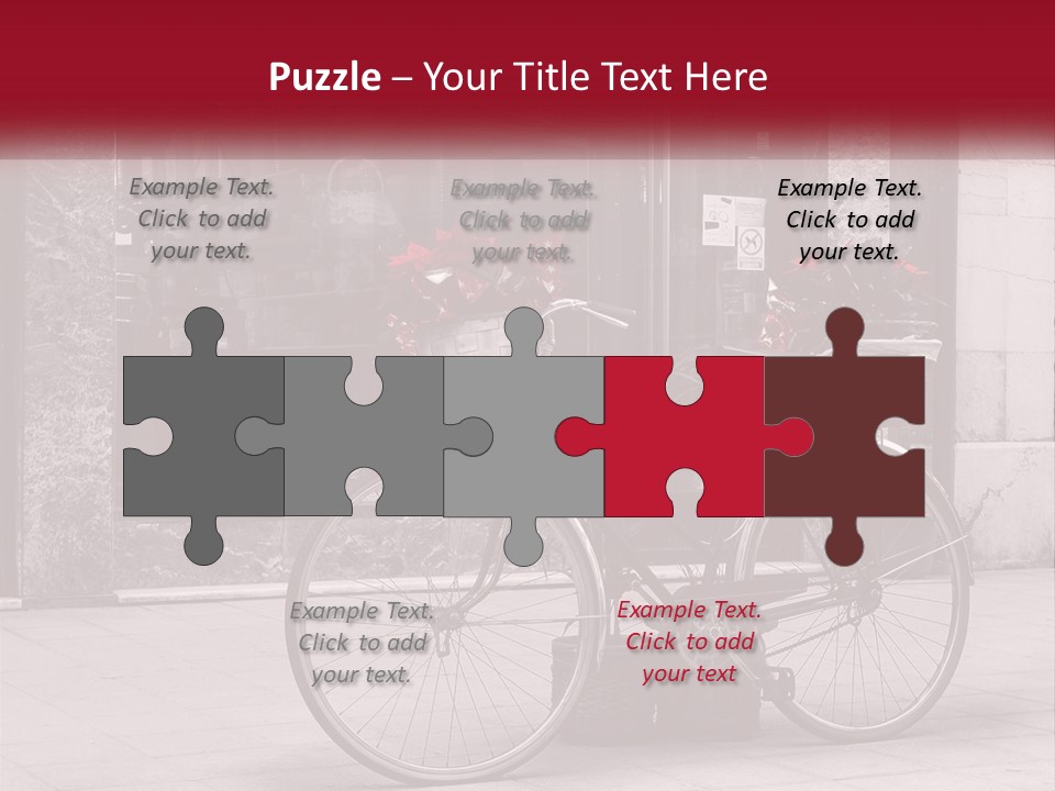 A Black And White Photo Of A Bicycle With Baskets Of Flowers PowerPoint Template