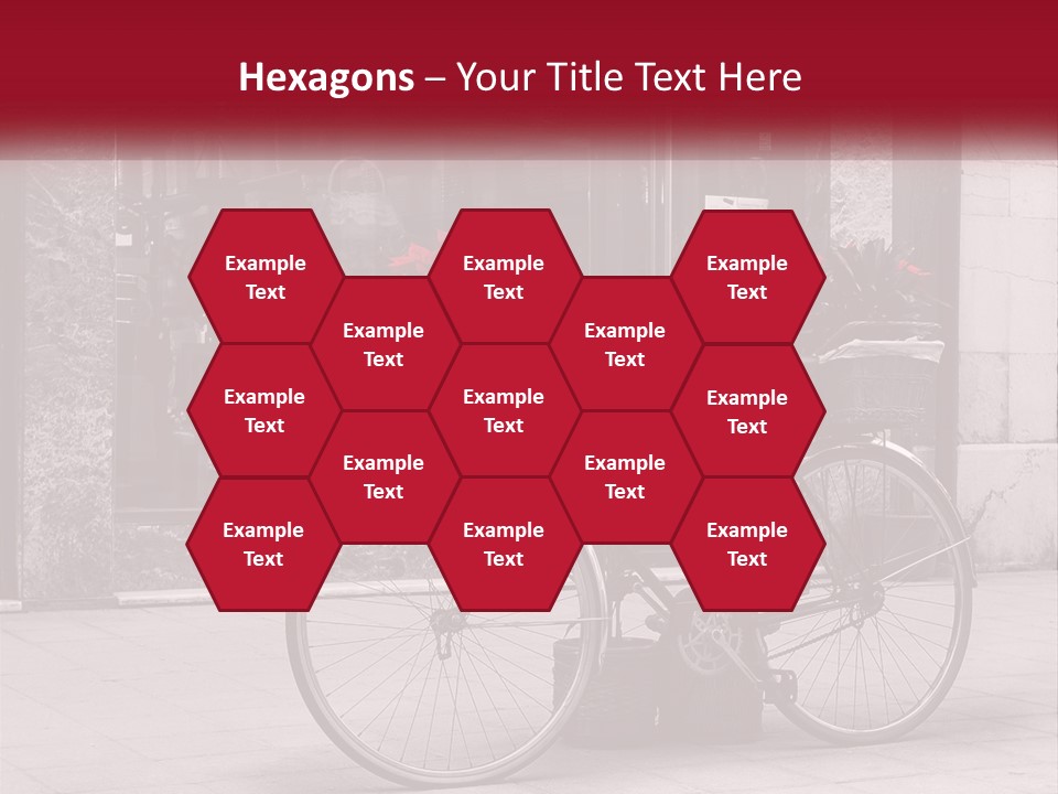 A Black And White Photo Of A Bicycle With Baskets Of Flowers PowerPoint Template