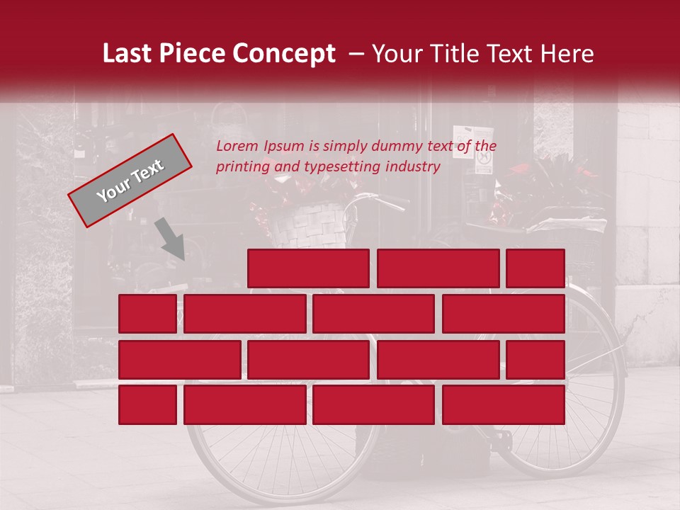 A Black And White Photo Of A Bicycle With Baskets Of Flowers PowerPoint Template