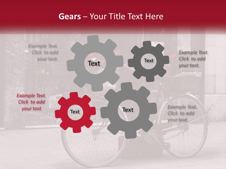 A Black And White Photo Of A Bicycle With Baskets Of Flowers PowerPoint Template