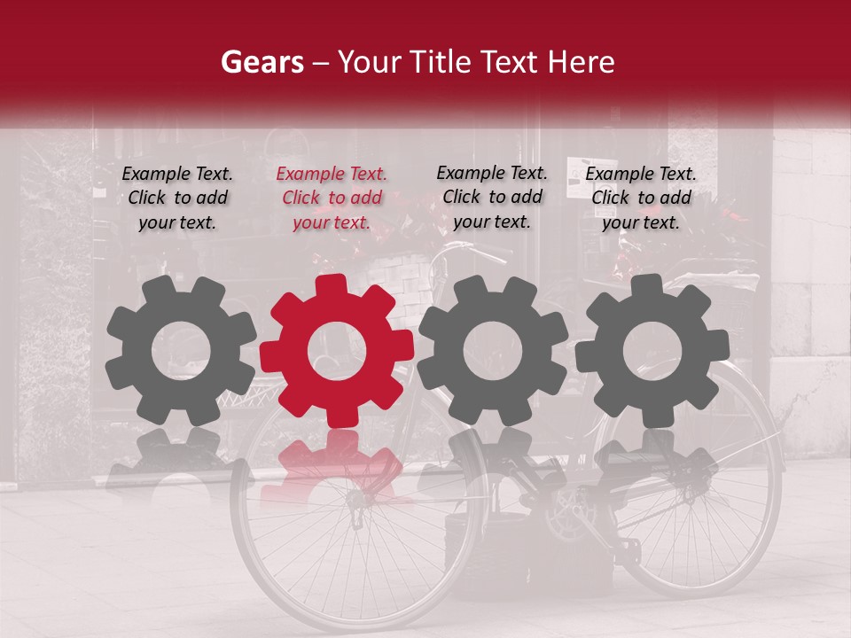 A Black And White Photo Of A Bicycle With Baskets Of Flowers PowerPoint Template