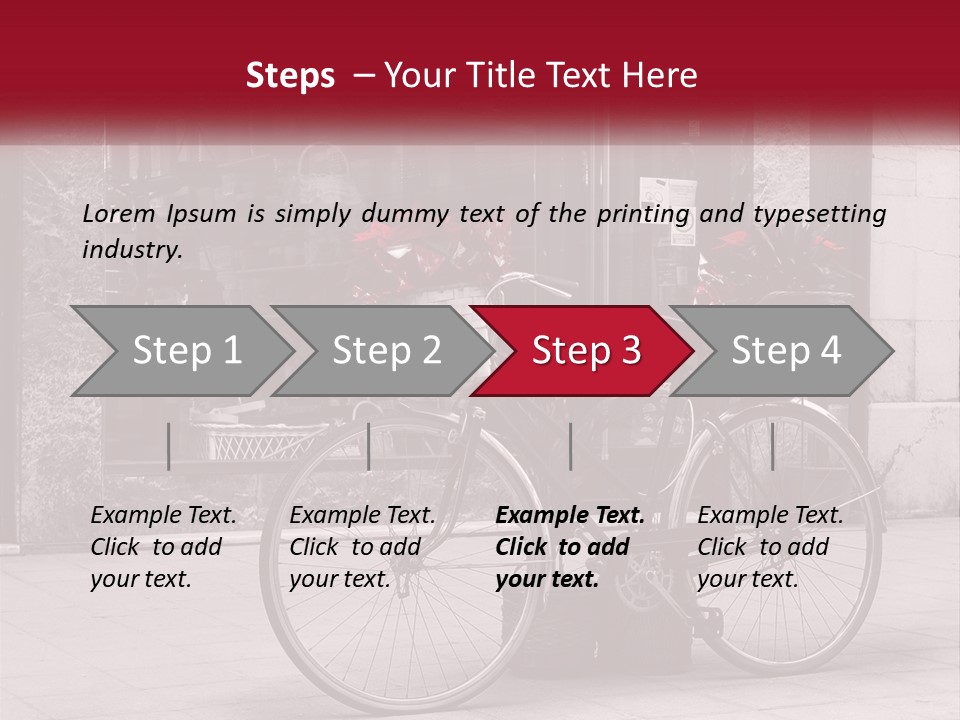 A Black And White Photo Of A Bicycle With Baskets Of Flowers PowerPoint Template