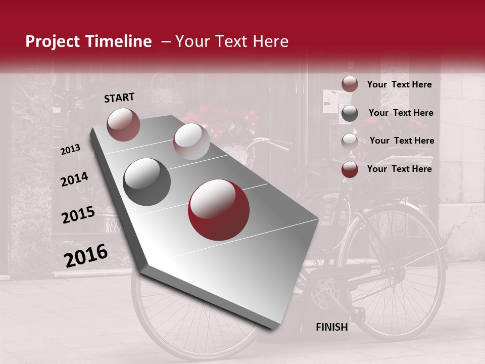 A Black And White Photo Of A Bicycle With Baskets Of Flowers PowerPoint Template