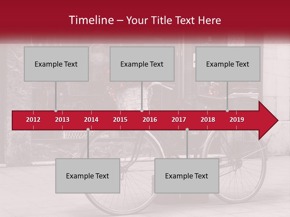A Black And White Photo Of A Bicycle With Baskets Of Flowers PowerPoint Template