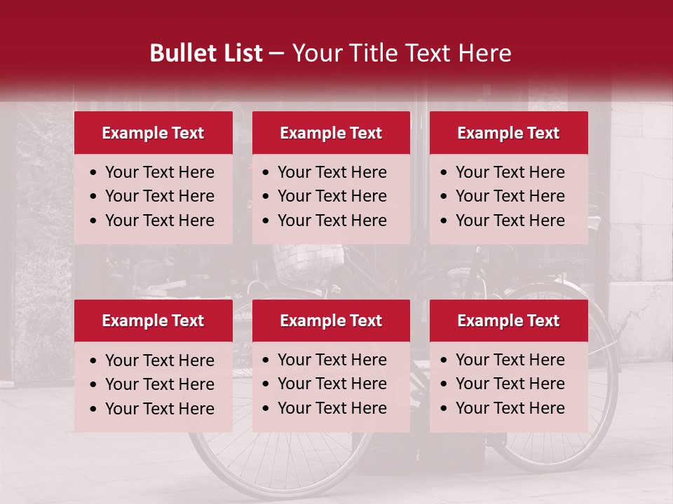 A Black And White Photo Of A Bicycle With Baskets Of Flowers PowerPoint Template