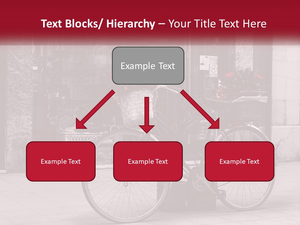 A Black And White Photo Of A Bicycle With Baskets Of Flowers PowerPoint Template