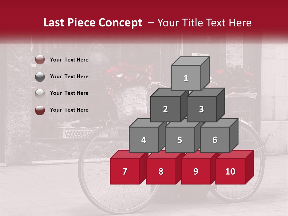 A Black And White Photo Of A Bicycle With Baskets Of Flowers PowerPoint Template