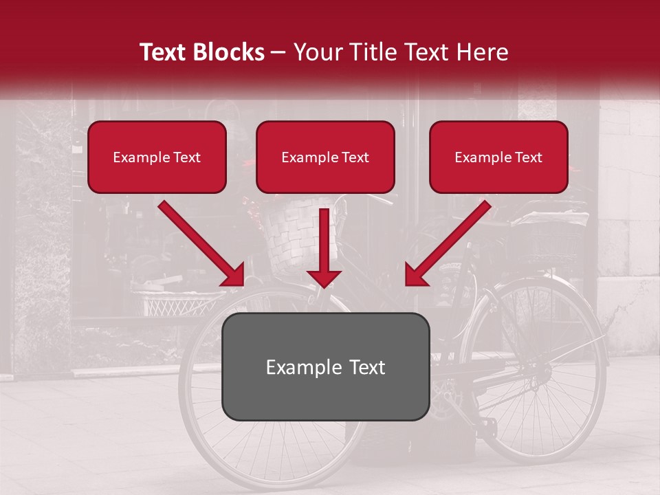 A Black And White Photo Of A Bicycle With Baskets Of Flowers PowerPoint Template