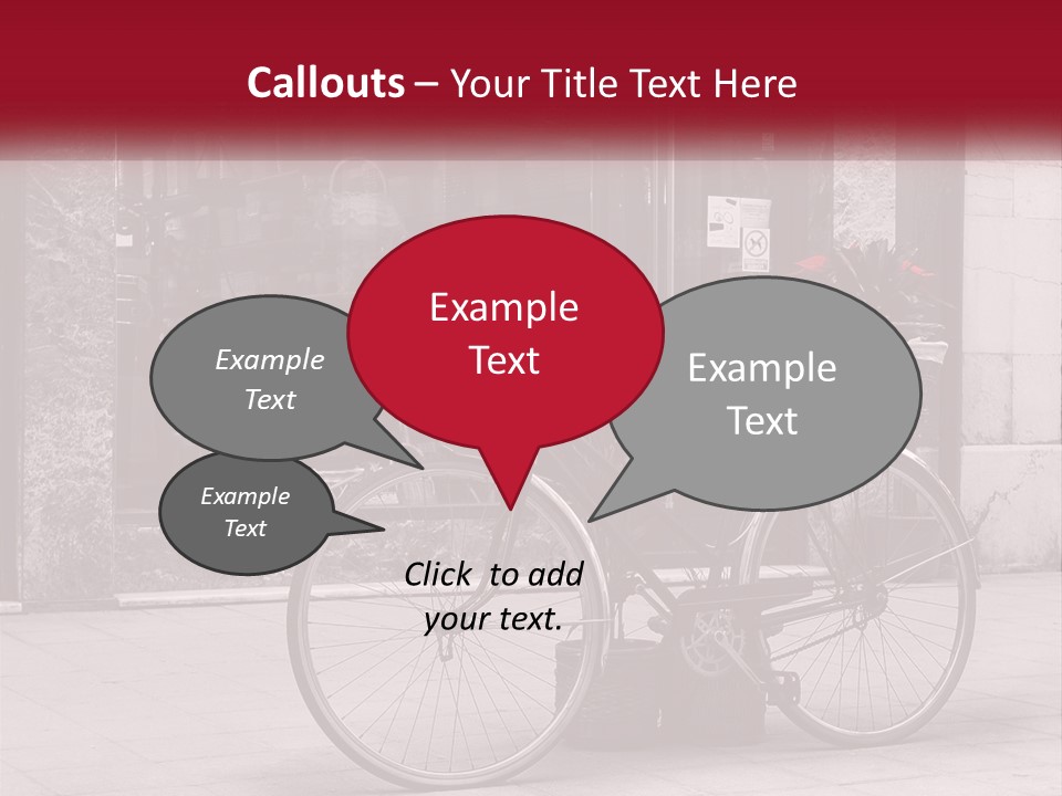 A Black And White Photo Of A Bicycle With Baskets Of Flowers PowerPoint Template