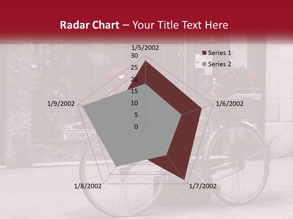 A Black And White Photo Of A Bicycle With Baskets Of Flowers PowerPoint Template