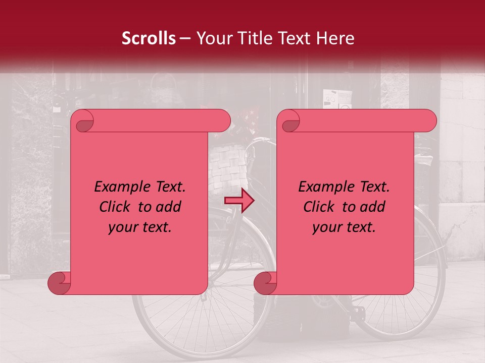 A Black And White Photo Of A Bicycle With Baskets Of Flowers PowerPoint Template