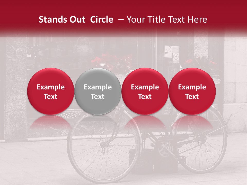 A Black And White Photo Of A Bicycle With Baskets Of Flowers PowerPoint Template